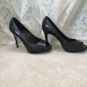 Brown open toe heels